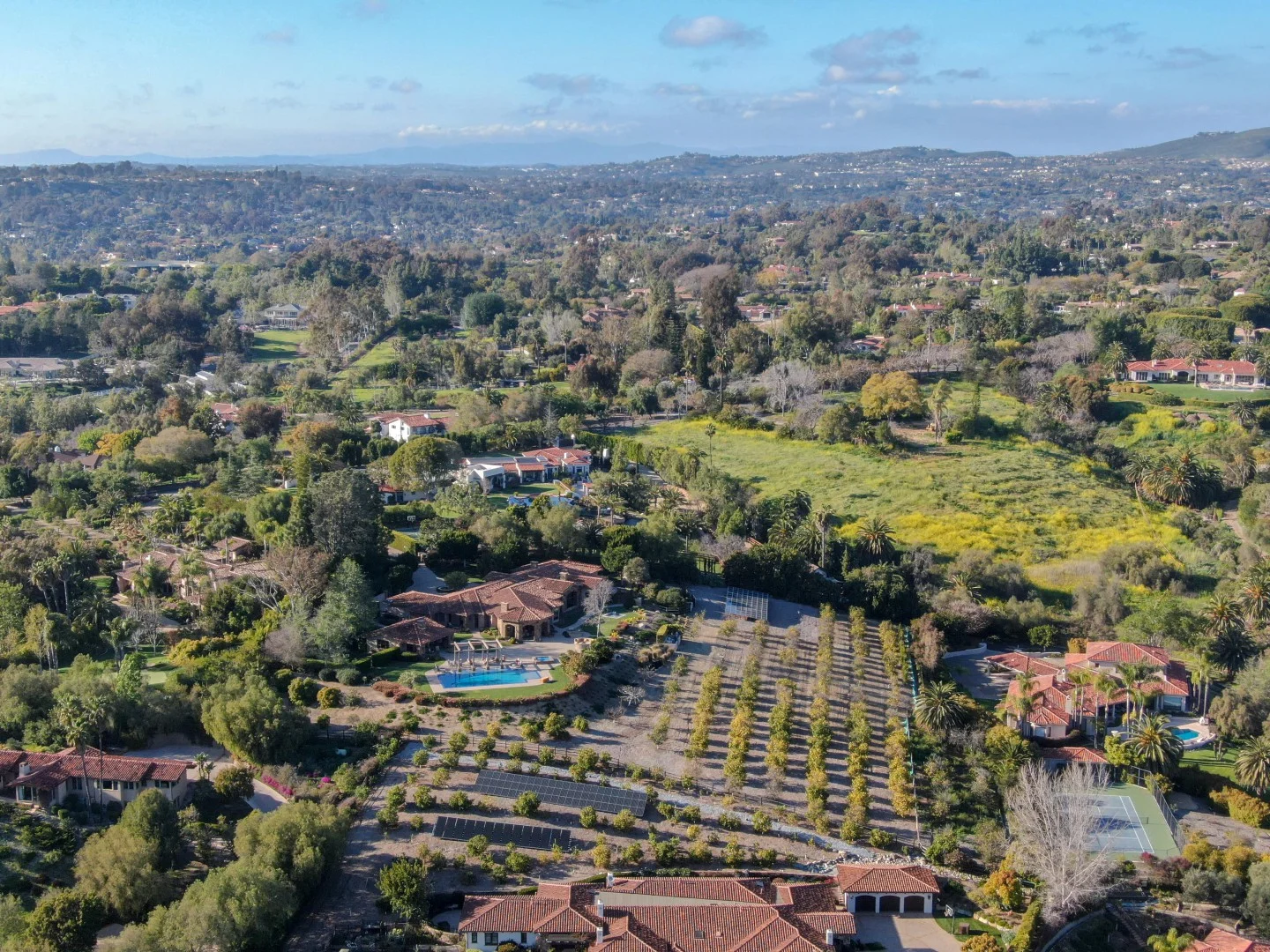 Beautiful mansion view in Rancho Sante Fe County California