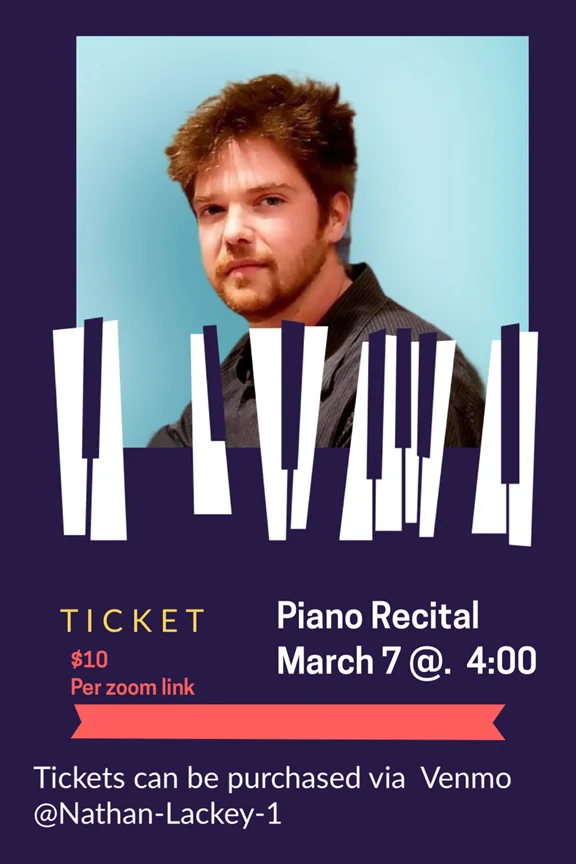 Piano recital live stream by instructor Nathan L